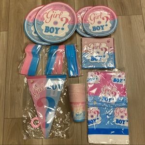 Baby Girl or Boy Gender Reveal Party Supplies Kit